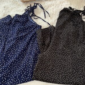 Polka Dot wide leg romper  in Black and Blue